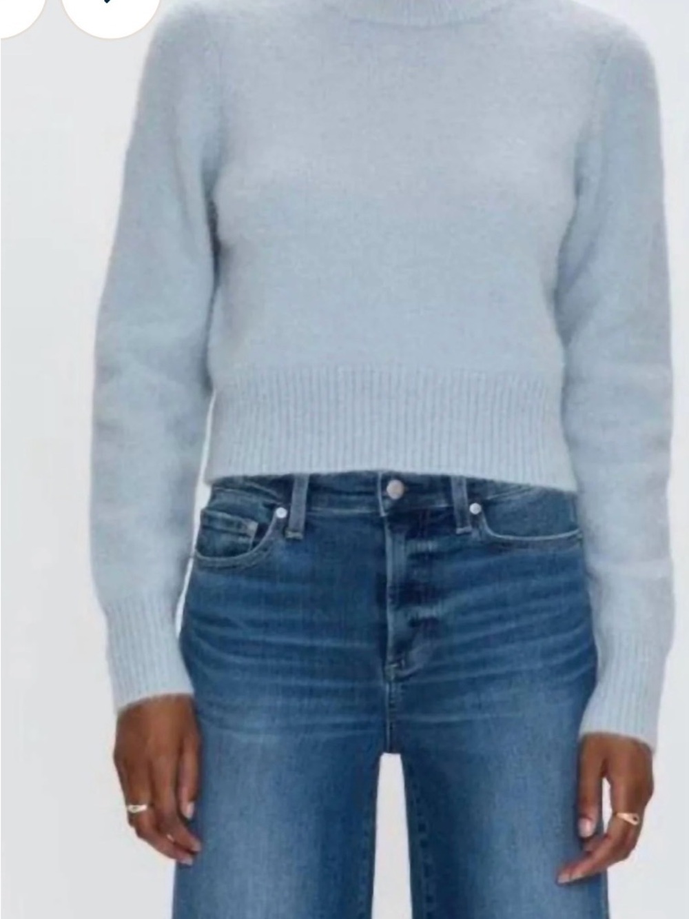 pistola Pale Blue Cropped Crewneck Sweater